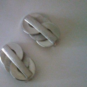 Bartek Modernist Vintage Silver tone Clip Earrings